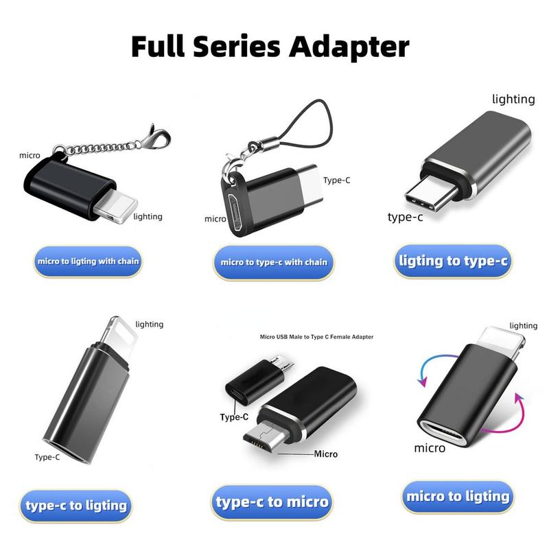 Bộ chuyển đổi sạc/chuyển giao điện thoại Android sang cổng Lightning (USB‑C/Micro USB), 1 chiếc, dùng cho iPhone, Vivo và OPPO