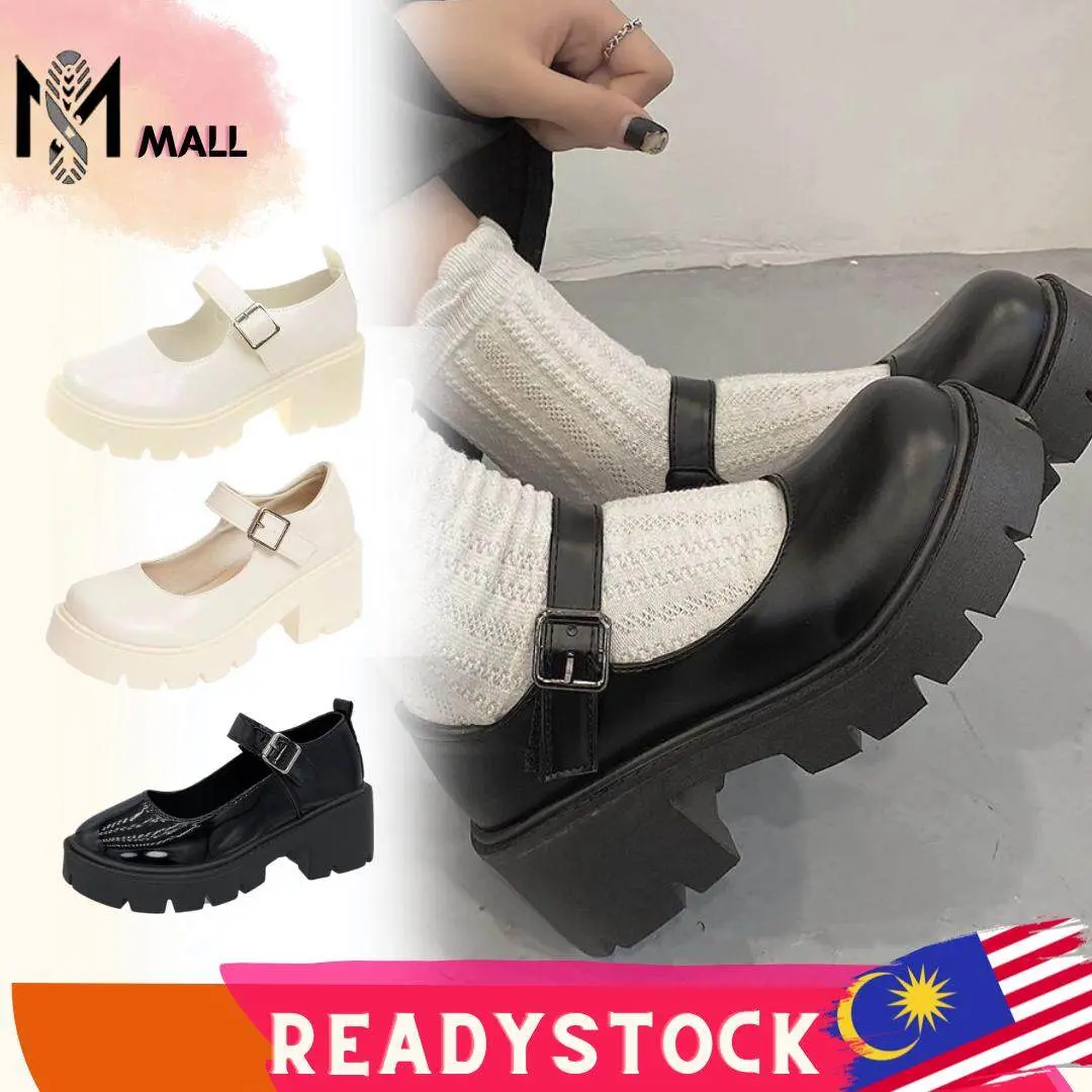 SM MARY JANE BEIGE KASUT PEREMPUAN READY STOCK Black Shoes kasut  sampan
