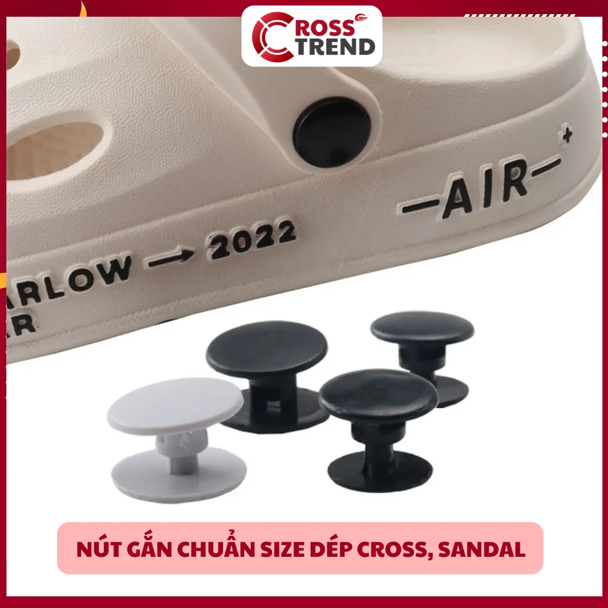 Nút gắn quai dép cross Nesty, Bộ chốt ốc gắn thay thế quai dép sandal nhựa PVC cao cấp CROSS TREND