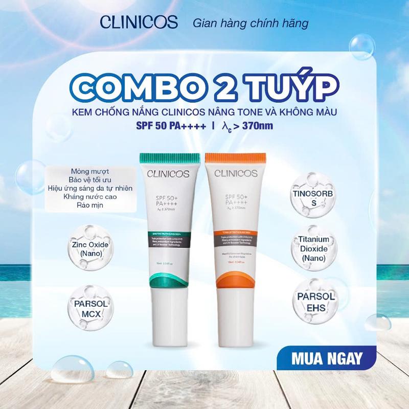 [MUA 1 TẶNG 1] KEM CHỐNG NẮNG CLINICOS NÂNG TONE/ CHO DA NHẠY CẢM TONE - UP / SENSITIVE TRUTH SUNSCREEN SPF 50 PA++++ 10ML ( TẶNG 1 TUÝT SIZE 10ML)