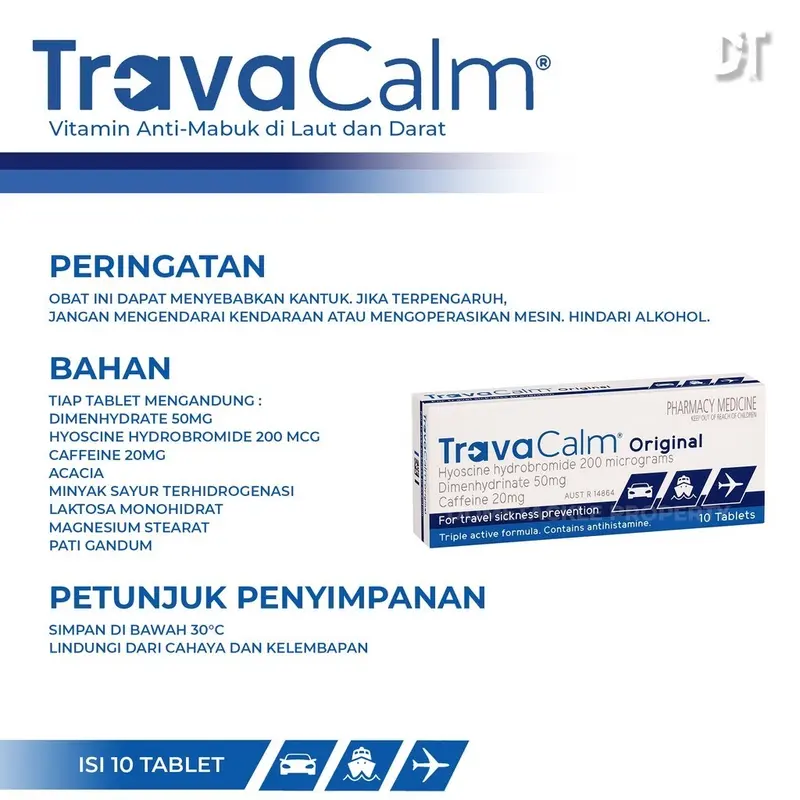 Obat Anti Mabuk Travacalm Perpack Ecer 1 2 3 Pcs Laut Darat Udara Travacalm Original Travel Sickness Tidak Membuat Ngantuk Anti Muntah Cocok Untuk Mancing Dan Perjalanan Anti Mual Motion Sickness 1