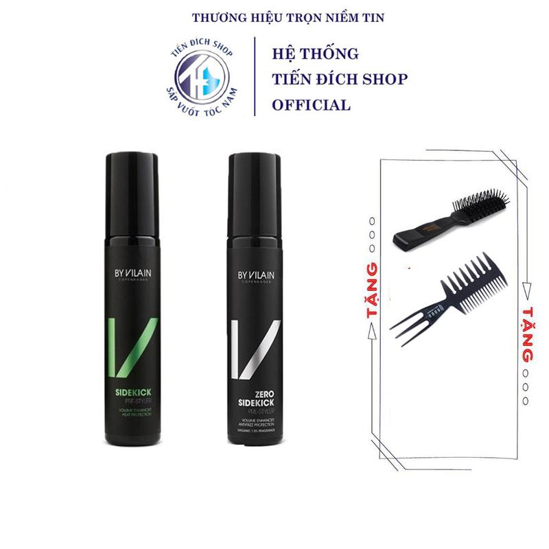  TPHCM  FULL trọn bộ BY VILAIN Prestyling xịt tạo phồng tóc Sidekick thường và Sidekick Zero 155ml chính hãng Đan Mach + Tặng lược Texture HOẶC Lược Texture Chăm Sóc Tóc 