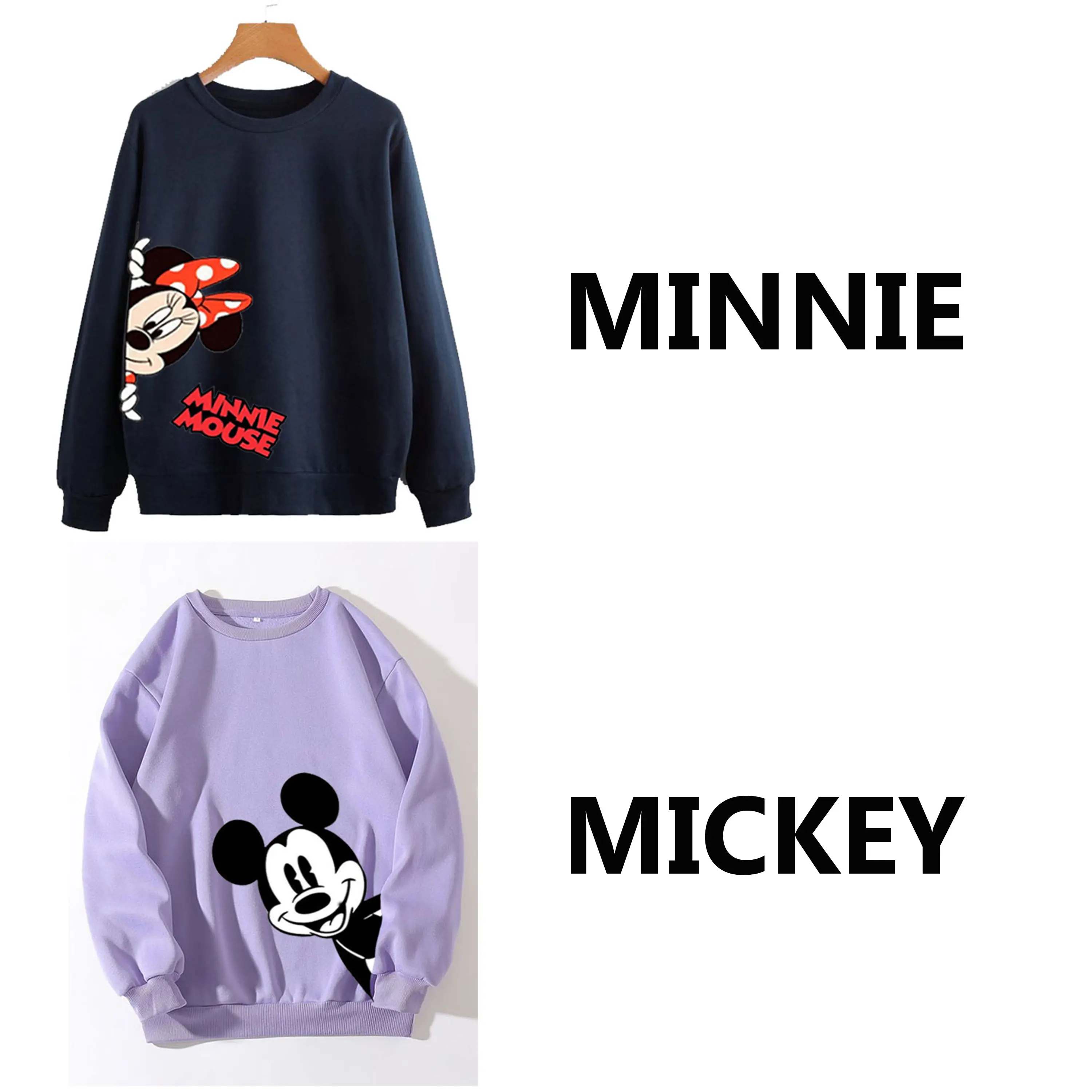 SWEATER ( MINNIE MOUSE/MICKEY MOUSE ) PRINTED DESIGN Asian Cotton Menswear Oversize Hoodie Fabric Thick