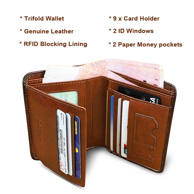 Product Introduction of PU leather Rfid Protection Wallets for Men Vintage Thin Short Multi Function ID Credit Card Holder Money Bag 7