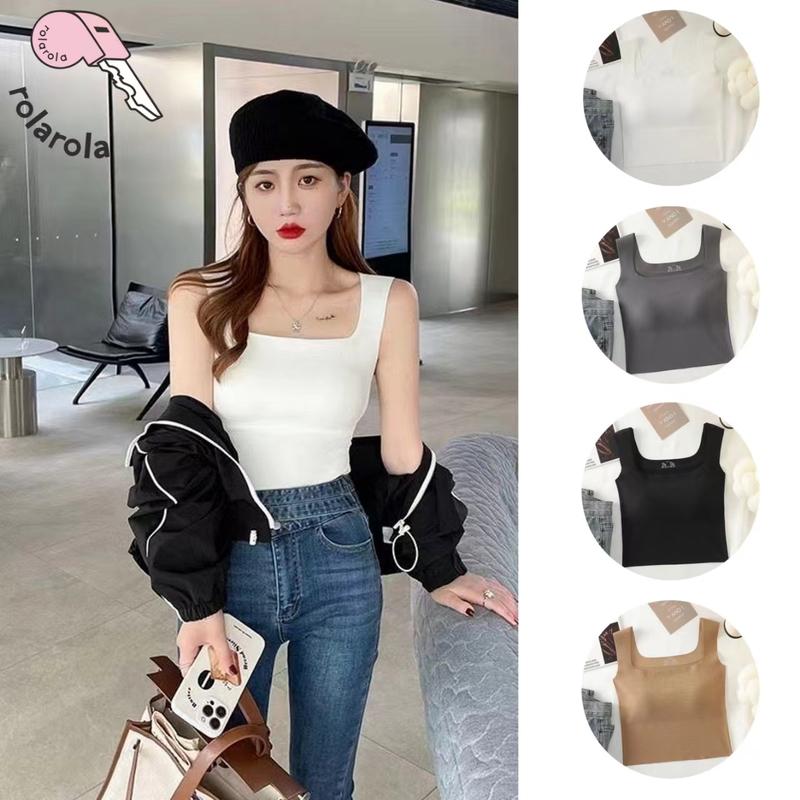 Rola Rola Bra Nữ Su Tăm Lạnh 2 Dây Bản To Dáng Croptop Ôm Body Có Đệm Ngực #3182 áo ba lỗ