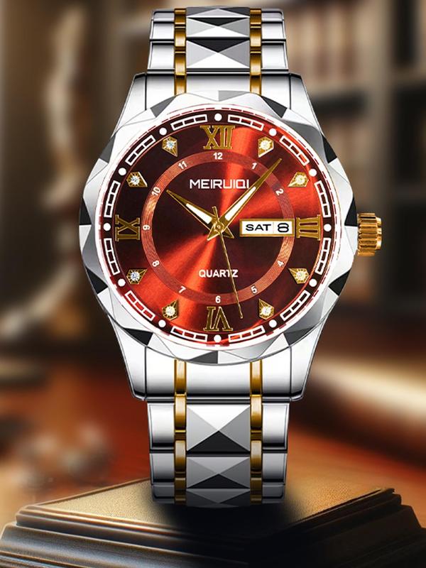 Men's Business Round Dial Analog Quartz Watch, Fashion Watch for Party, Daily Clothing Decor, Trendy All-match & Exquisite Watch for Birthday Gift with Box 2