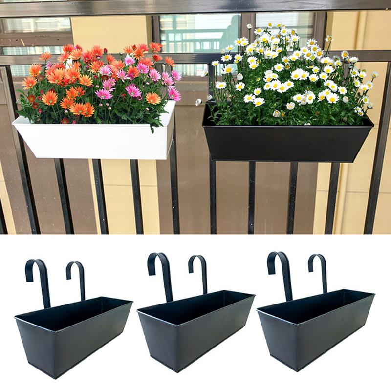 Chậu Hoa Treo, Bukong, Giá Đỡ Hình Chữ Nhật, Giá Ươm Hàng Rào, Có Lỗ Thoát Nước, Hộp Trồng Cây 16 Inch, Có Móc, Thích Hợp Cho Ban Công, Bữa Hè Hoặc Sân Hiên, Cây Thuốc, Hoa 0