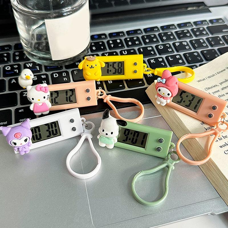 Product Introduction of Sanrio Hello Kitty Electronic Desktop Clock Keychain Kuromi My Melody Electronic Oval Watch Digital Table Time Display Clock 20