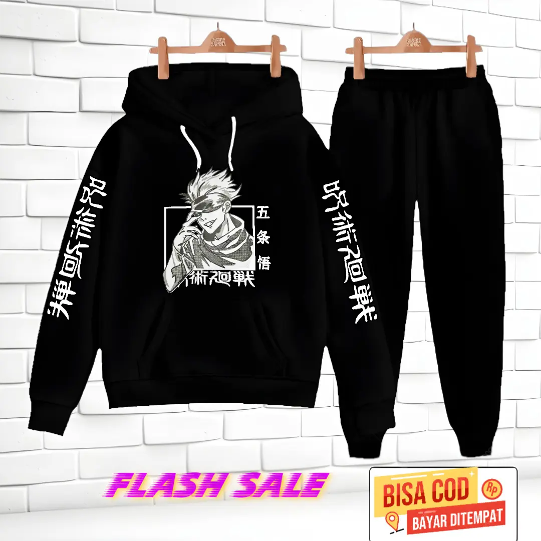 Baju Setelan Anak Cowok Motif Jujutsu Kaisen Untuk Umue 3-12 Tahun