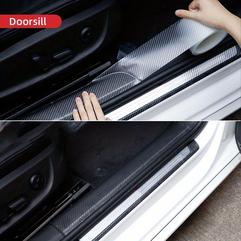 Product Introduction of Carbon Fiber Pattern Clear Car Threshold Strip, 1 Roll Anti-scratch Car Threshold Protector, Universal Car Exterior Decoration Accessories 4