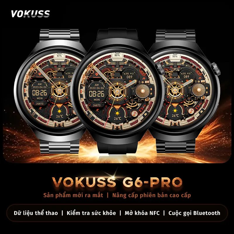 【VK】Đồng hồ thông minh mới G6 Pro giá sốc nhiều chức năng + Nghe gọi, nhận thông báo/ Đo lường sức khỏe/ Đo lường vận động/Chống nước/Tuổi thọ pin dài/Trí tuệ nhân tạo AI/Mở khóa cửa thông minh NFC AMOLED HD Smartwatch watch  Bluetooth đồng  hồ smart nam
