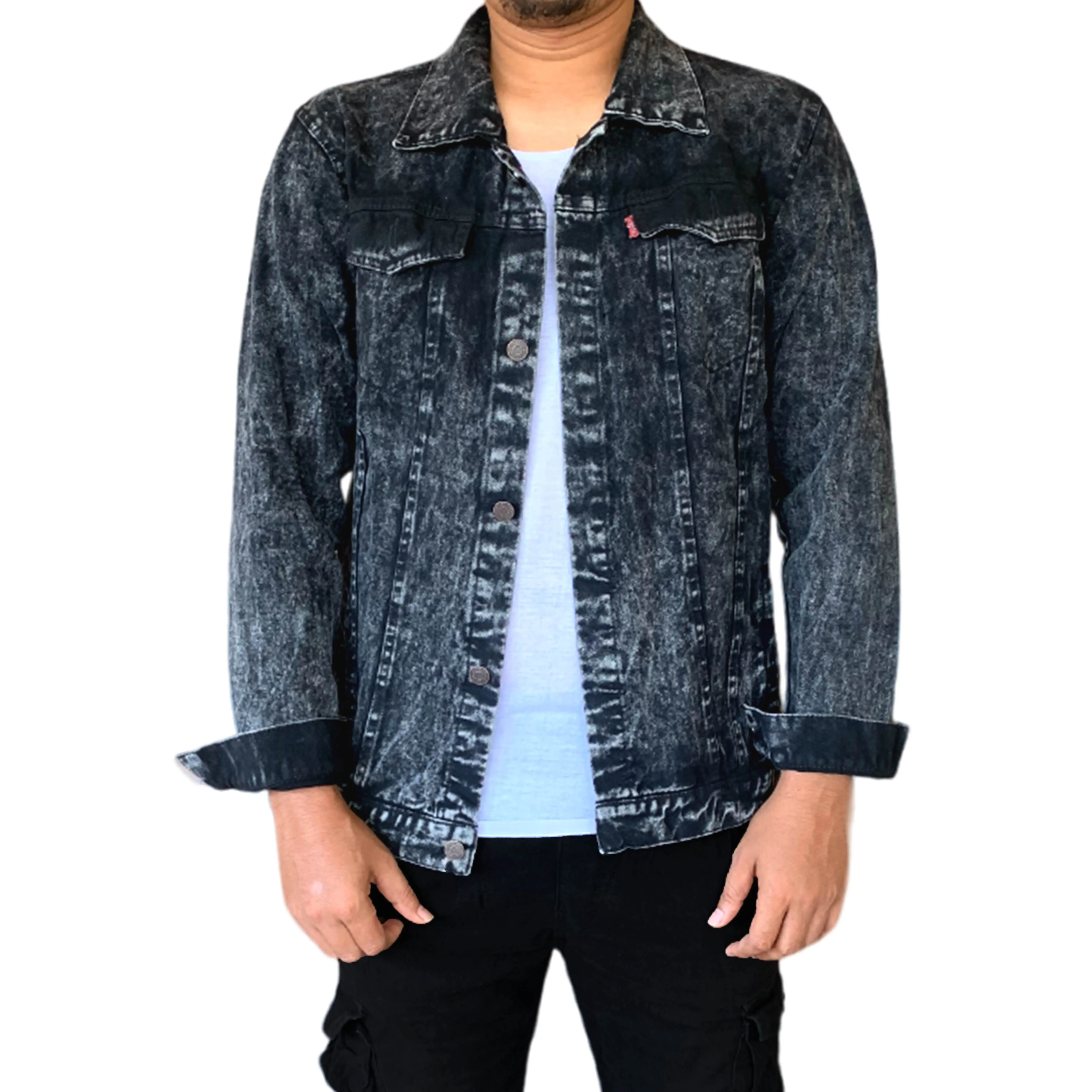 OTHERS JAKET JEANS PRIA BLACKWASH PAKAIAN DENIM DEWASA WARNA SNOWBLACK