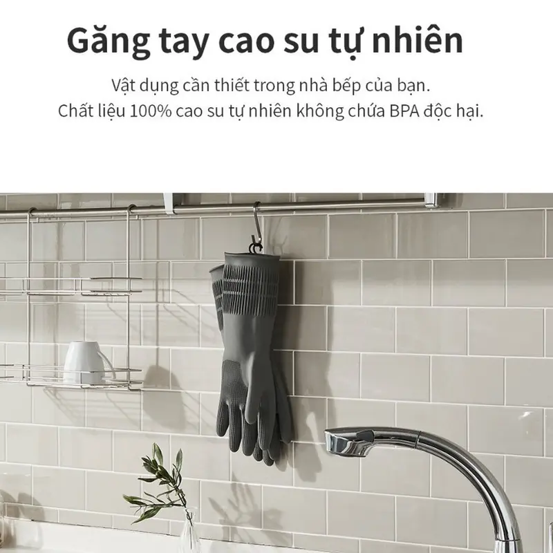 Găng tay LocknLock rửa chén bát có móc treo Chính hãng, bao tay cao su tự nhiên siêu bền, dai, bám tốt - HAPOS OFFICIAL 4