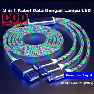 Kabel Charger 3in1 LED Marquee + Dengan Fast Charging + Kompatibel dengan Android dan iOS + Kabel Pengisian Daya + Tahan Lama dan Pengisian Cepat dan Efisien + charger 67 watt travel adapter