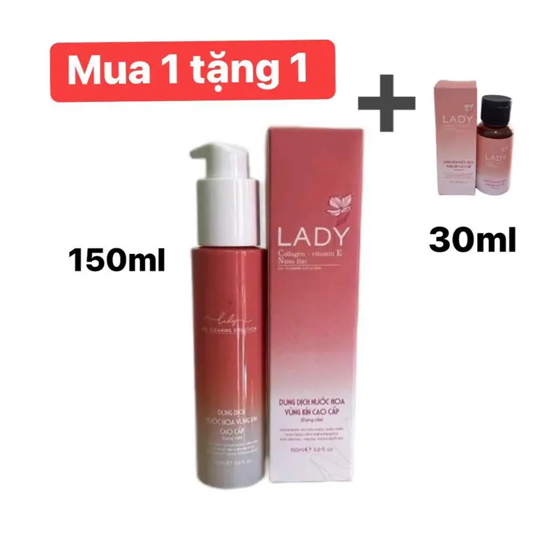 Dung Dịch Vệ Sinh Lady Hồng Tâm Màu Hồng (  Chai Lớn 150ml Tặng Kèm Chai Nhỏ 30ml )