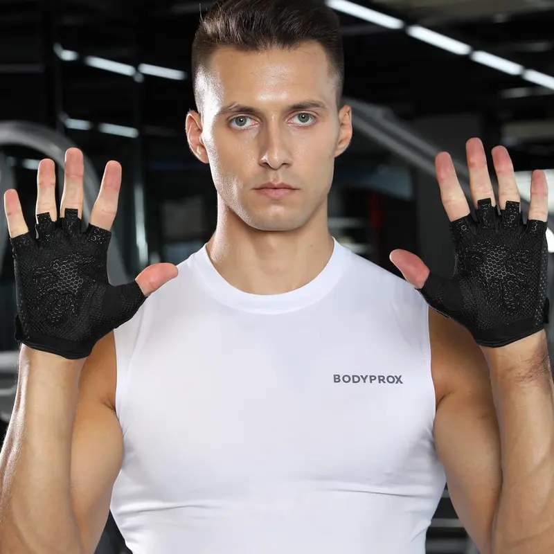 Unisex's Solid Color Half Finger Sports Gloves, Breathable Non-slip Gym Gloves, Sports Gloves for Gym Workout, Fitness Accessories 2