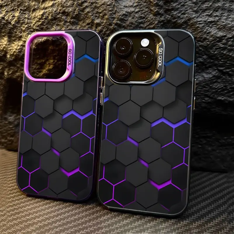 For iPhone XR X/XS XS Max 7 Plus/8 Plus 11 11 Pro 11 Pro Max 12 12 Pro 12 Pro Max 13 13 Pro 13 Pro Max 14 14 Pro 14 Pro Max 14plus/15 Plus 15 15 Pro 15 Pro Max case Cover Casing telepon IMD pola sarang lebah berteknologi tinggi 1