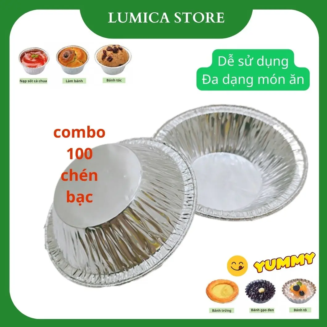 Chén giấy bạc nướng thực phẩm, làm bánh tart trứng, nướng hàu – Khuôn cupcake nhôm tiện lợi, an toàn, hữu ích – Lumica Store