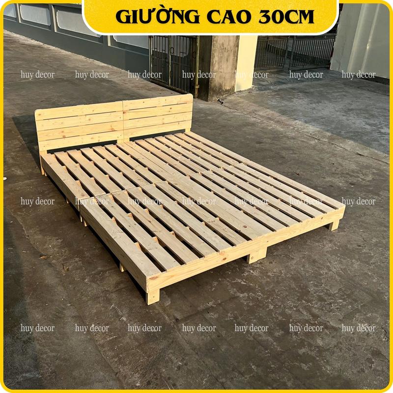 Giường Pallet Gỗ Thông ,Giường Gỗ  kích thước 1m2 đến 1m8 KHÔNG ĐẦU GIƯỜNG