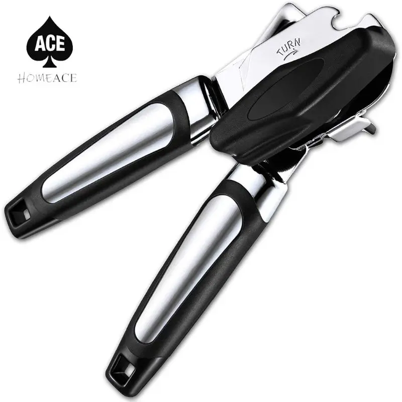 HomeAce 3-in-1 Stainless Steel Can Opener Cordless with Lids Off Jar Opener and Bottle Opener Kitch Kitchen Smooth