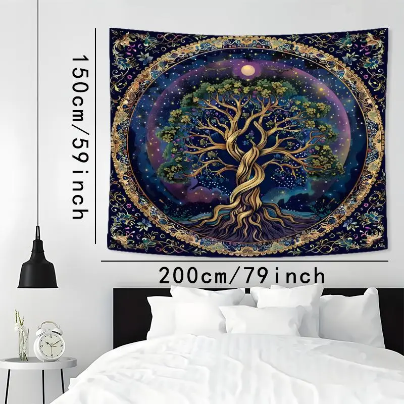 Tree Of Life Pattern Tapestry, 1 Count Aesthetic Wall Hanging Decor, Wall Hanging Tapestry for Home Bedroom Office Decor, Gift for Friend 6