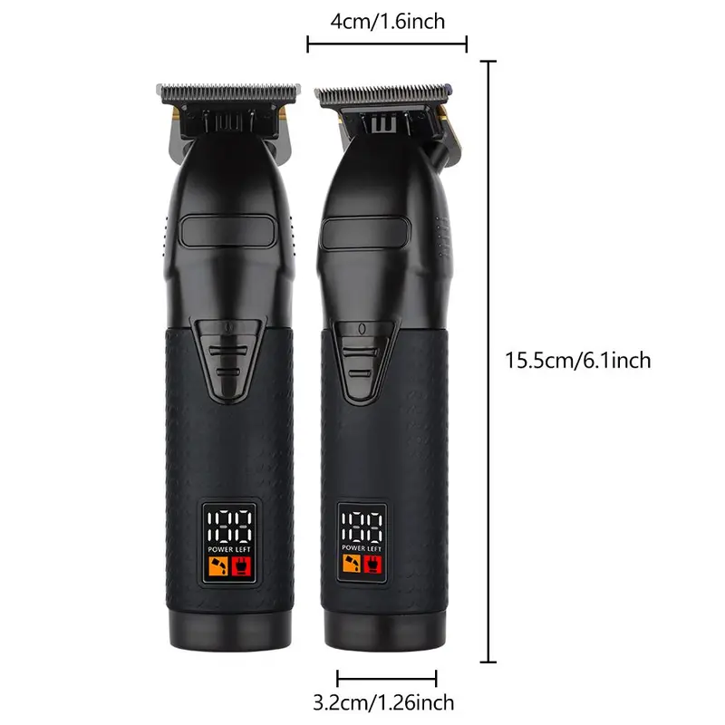 Professional Cordless USB Charging LED Display Men Hair Trimmer Kit, 1 Electric Hair Clipper & 4 Limited Comb & 1 Charging Cable & 1 Cleaning Brush 1