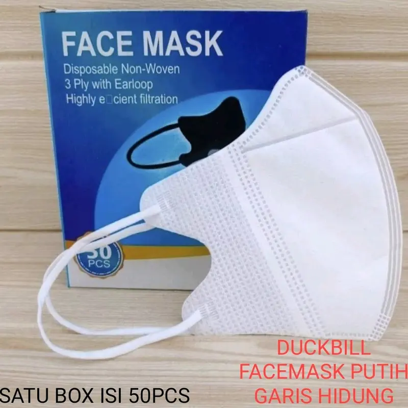 MASKER Duckbill Facemask isi 50pcs+box Putih /hitam 1