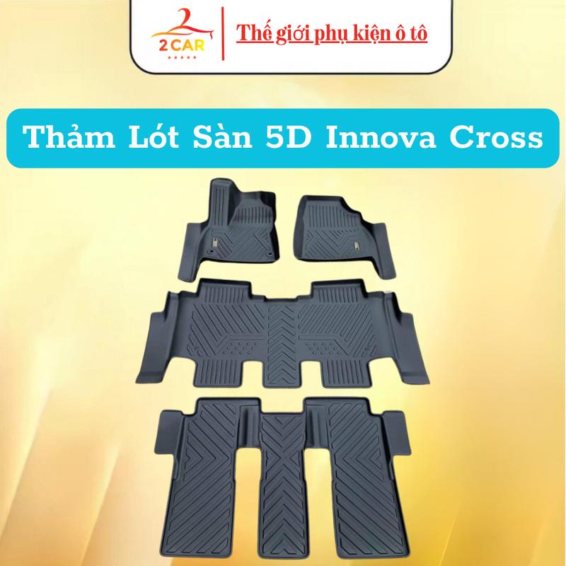 Thảm lót sàn NHỰA 5D xe Innova Cross 2023- 2024, Thảm nhựa TPE 5D đúc nguyên khối theo xe. Bộ 4 miếng