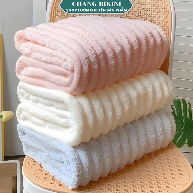 Khăn tắm sóng nước thấm hút 70x140cm khăn mặt sợi cuộn to chất liệu cao cấp dày dặn không rụng lông - Nhà Tắm