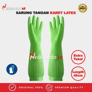 45CM SARUNG TANGAN KARET LATEX HIJAU EXTRA TEBAL ROSE / BERAT 150gr