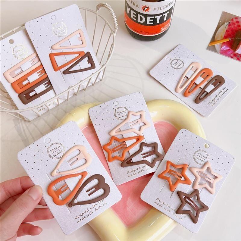 Set 3 kẹp mái tone màu cà phê sữa nhiều mẫu - Kẹp tóc phun sơn xinh xắn phong cách Hàn Quốc - Selenshop
