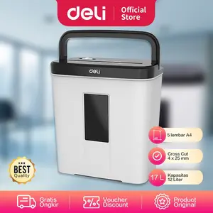 Deli Penghancur Kertas Kapasitas 5 lembar ukuran 4 * 25mm Putih E9939 Paper