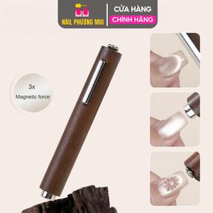 Nam Châm Siêu Từ Tính 3 Trong 1 Vẽ Móng Mắt Mèo, Nam Châm 3in1 Cán Gỗ Nhiều Đầu Dày Hình Trụ Đẩy Sáng 2 Bên, Đẩy Chéo, Tạo Hình Hoa Cúc Làm Nail