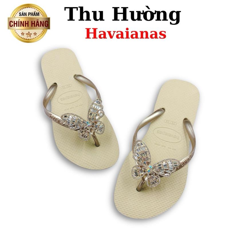 Dép Havaianas Nữ Slim Gắn Kèm Charm Bướm Zen - Từ Brazil - Cao su non tự nhiên chống trơn trượt - Thu Hường Havai