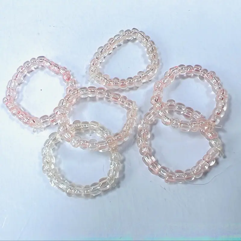 NHẪN HANDMADE MÀU HỒNG MÃ 05 DẠNG TRÒN TRONG SUỐT LẤP LÁNH 0
