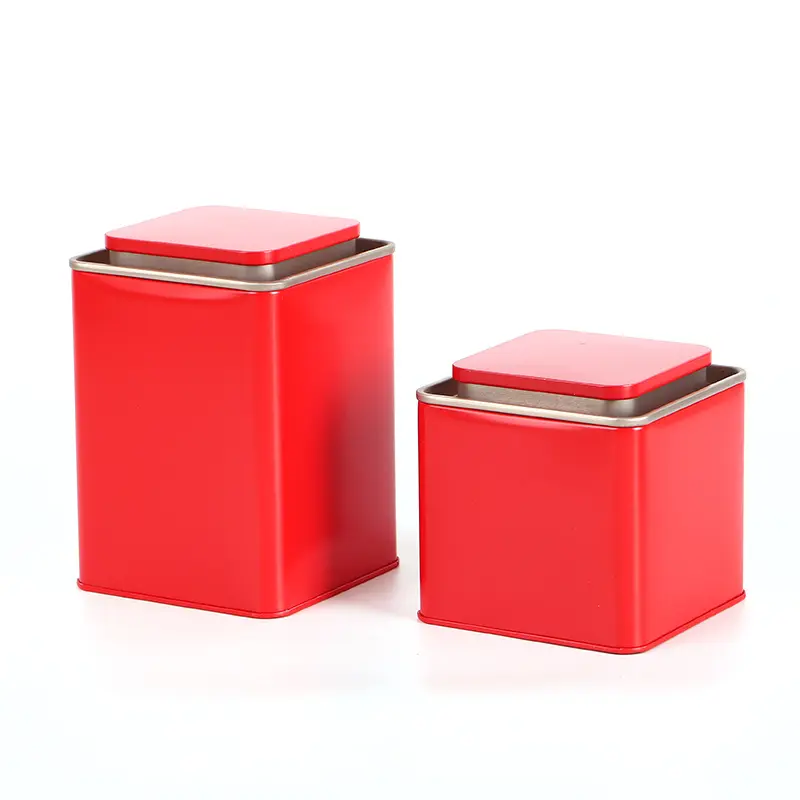 Hộp trà thiếc vuông cổ thấp, chống bụi, giữ hương vị trà - HVL TEA 2