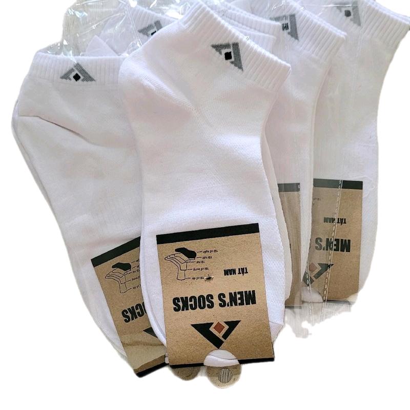 [ Combo 10 ] Đôi Tất Nam Cổ Ngắn Bo Chun Logo T&T Mix  Màu TRẮNG Đơn Giản Độ Dày Vừa Phải Lưới Thoáng Khí Khử Mùi Đến Mắt Cá Chân Hàng VNXK