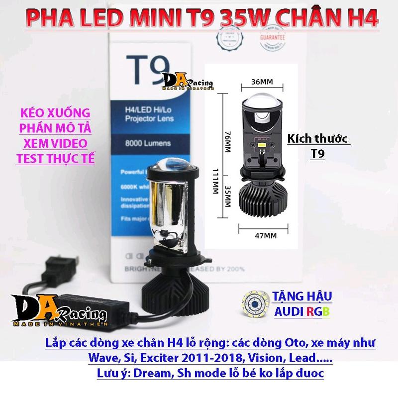 [Tặng hậu audi] Pha led mini T9 35W hãng D-zoom & MT chân H4 lắp Oto xe máy- bảo hành 12 tháng