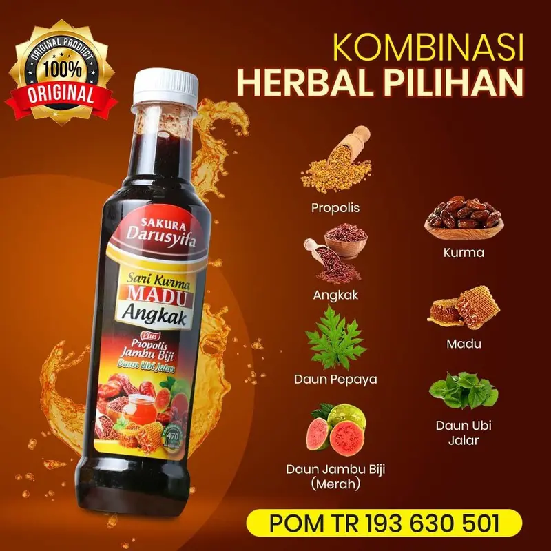 Darusyifa - Sari Kurma Madu Angkak Plus Propolis Jambu Biji  470gr Obat Tipes Bdb Dan Membantu Menaikan Trombosit Asli Original 4