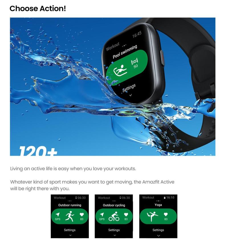 Product Introduction of Amazfit Active Smartwatch | 1.75" AMOLED Display | 5 ATM Water-resistance | 300 mAh Battery | 5 Satellite Systems 10