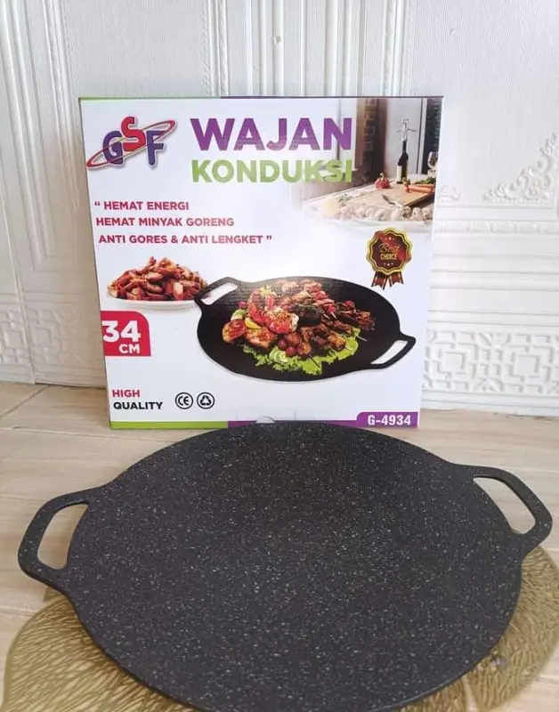 WAJAN KONDUKSI GSF G-4934 34CM /GSF G-4936 36CM /GSF G-4938 38CM / WAJAN PEMANGGANG BBQ BULAT / WAJAN ANTI LENGKET MURAH 1