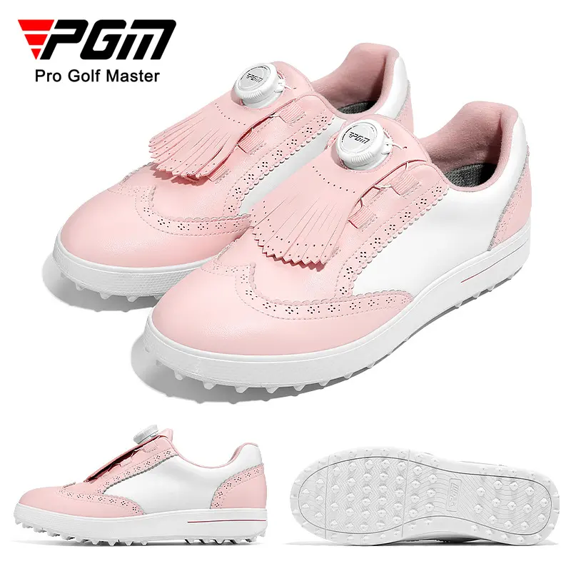 [PGM] Golf Shoe Women's Waterproof Microfiber Non-Slip Spike Knob Shoelace Golf Light Retro British Style Xz315