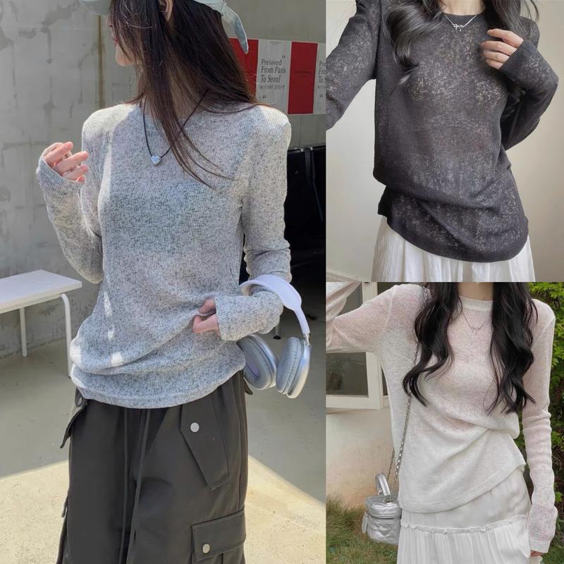 Áo Dài Tay Len Giấy Mỏng Xuyên Thấu Quyến Rũ cho nữ m1238