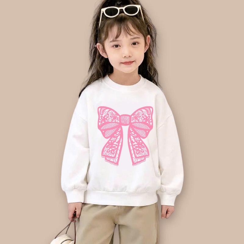 Áo Nỉ Cổ Tròn Form Rộng Nỉ Trẻ Em Hình In CHIẾCC NƠ thời trang thu đông cho trẻ em từ 4 đến 10 tuổi 0
