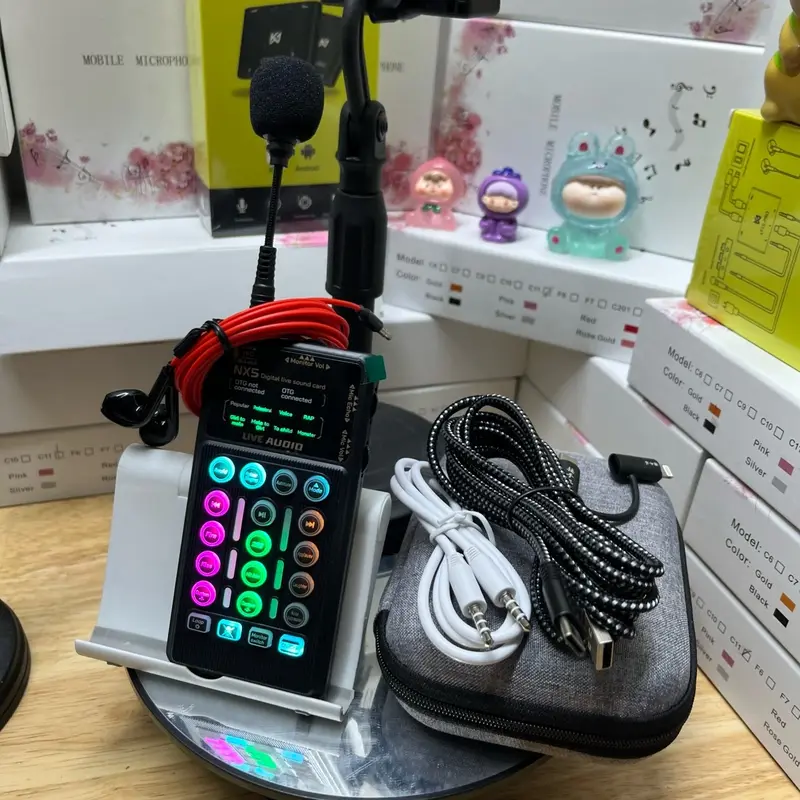 Bộ hát live soundcard NX5 đầy đủ cho điện thoại ạ 8