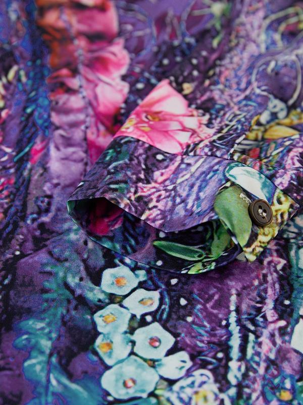 Women's Floral Print Button Front Blouse, Boho Notched Neck Long Sleeve Top for Vacation Holiday, Ladies Clothes for All Seasons 5