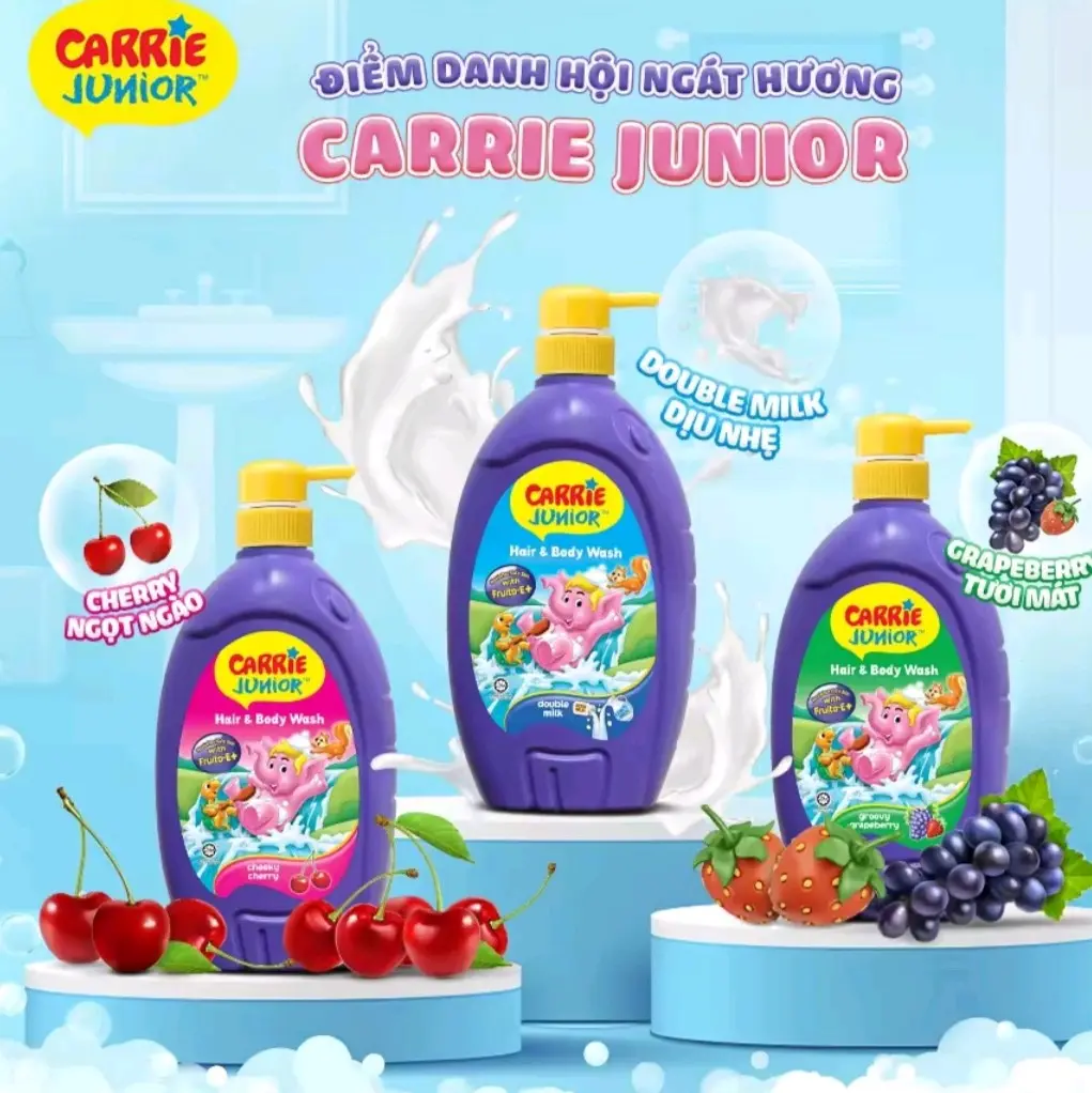 Sữa tắm gội toàn thân Carrie Junior chai 700g đủ hương cho bé 2 tuổi trở lên Trẻ mới tập đi Bé gái Bé trai   ngâm sữa  tắm sữa  tắm tạo bọt , Tết dầu