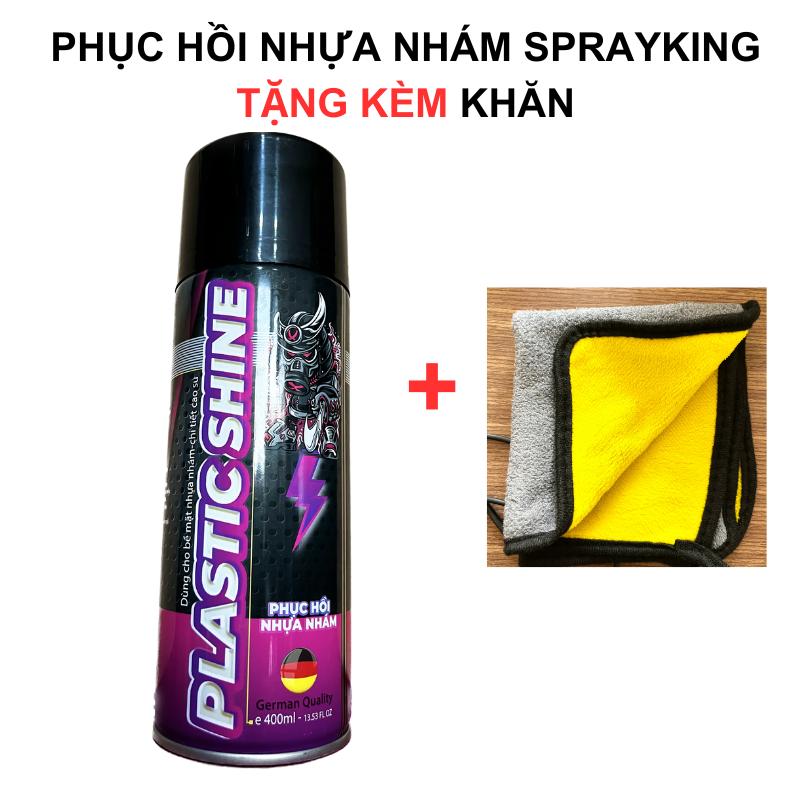 Chai Xịt Phục Hồi Nhựa Nhám, Dưỡng Nhựa Nhám Sprayking Plastic Shine Dung Tích 400ml Tặng Kèm Khăn