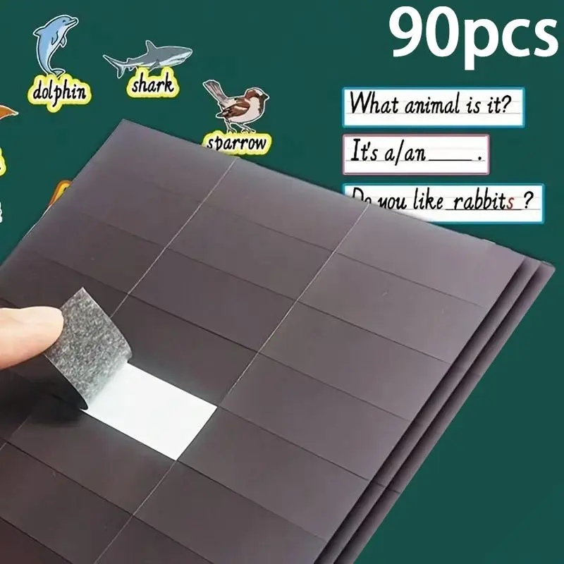 Self Adhesive Magnet Sticker, 90pcs/set Magnetic Soft Rubber Sticker, Multipurpose Magnet Sticker for DIY, Fridge, Bookmark, Car Decoration 7