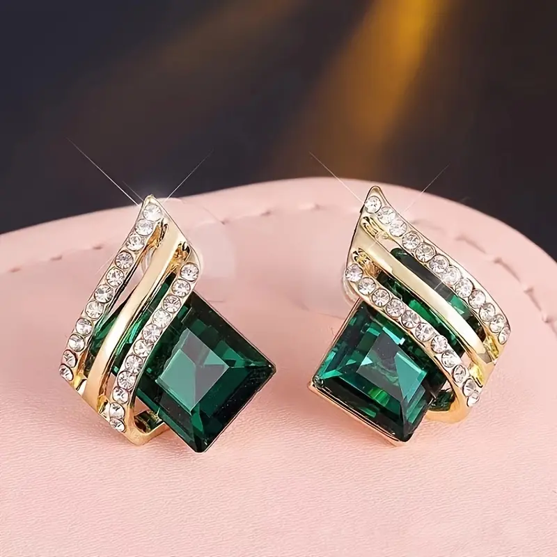 Luxurious, Elegant, Fashionable, And Sparkling Artificial Crystal Geometric Earrings, Women's Party Jewelry, Christmas And New Year Jewelry Gifts 6